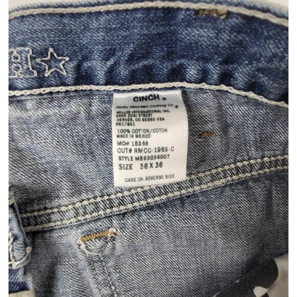 Cinch Jeans Mens 36x36 Blue Denim Relaxed Fit Western Cowboy - Picture 4 of 9